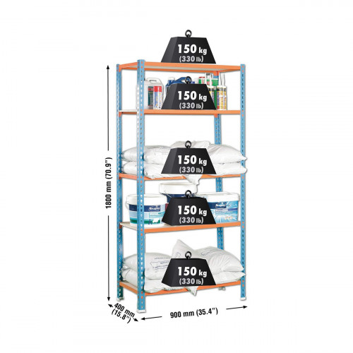 Étagère Simon Rack Maderclick 5/400 750 kg Métal 5 Etagères Contre-plaqué (180 x 90 x 40 cm)