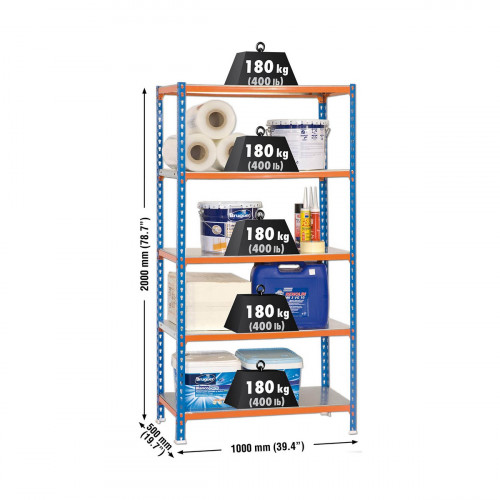 Étagère Simon Rack Simonclick Plus 5/500 900 kg Métal 5 Etagères (200 x 100 x 50 cm)